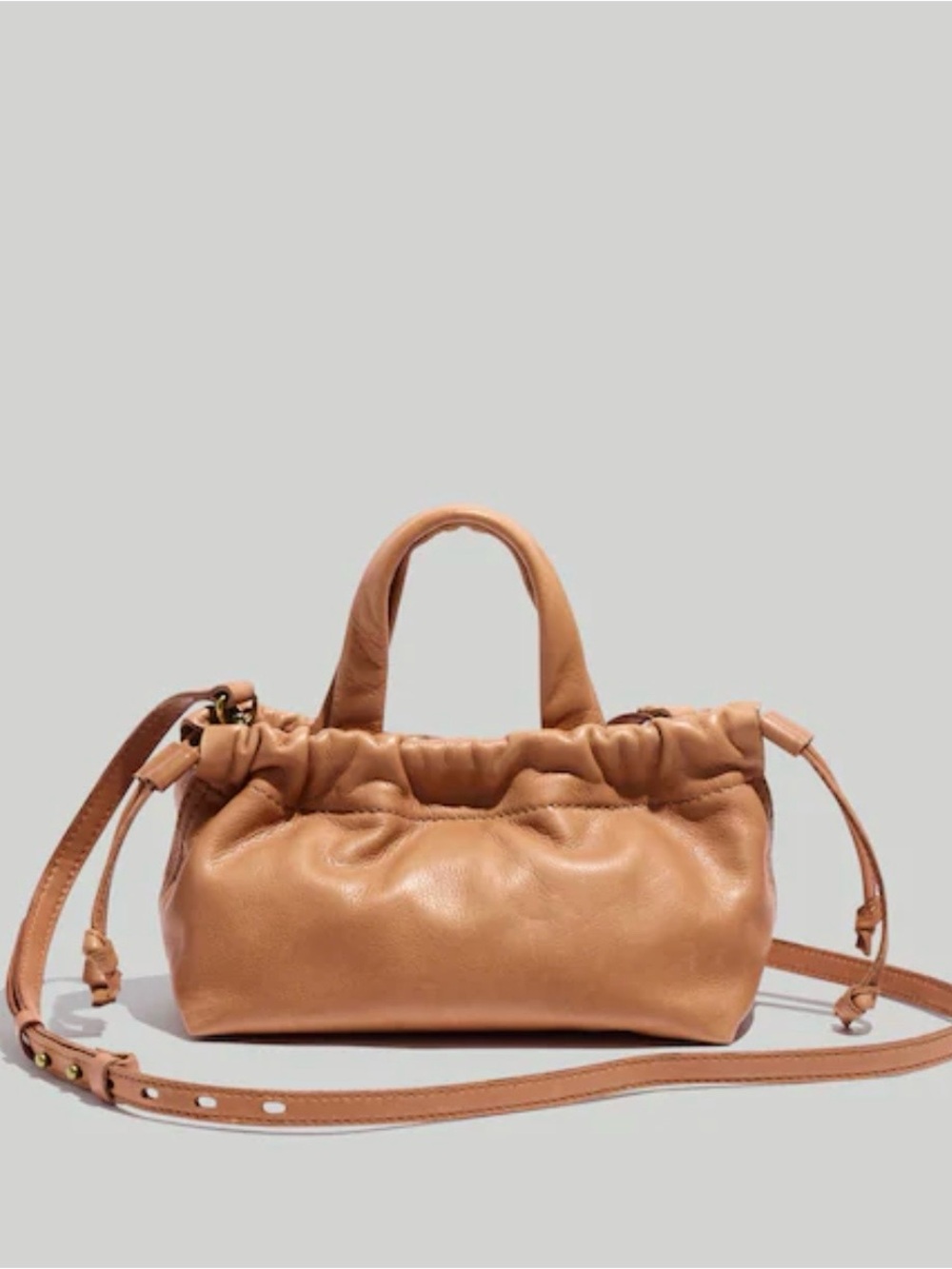 Madewell Leather The Piazza Mini Crossbody Bag Tan